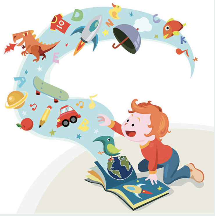 絵本から飛び出す絵 絵本を読む子供